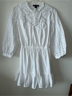 Something Navy White Eyelet Ruffle-Trim Top